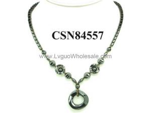Hematite Donut Pendant Beads Stone Chain Choker Fashion Women Necklace